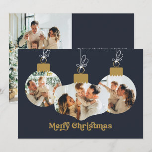Cartes Pour Fêtes Annuelles Joyeux Noël Retro Police Photo Ornements