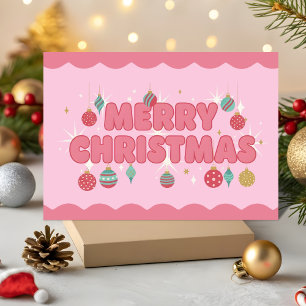Cartes Pour Fêtes Annuelles Joyeux Noël Rétro Rose Groovy