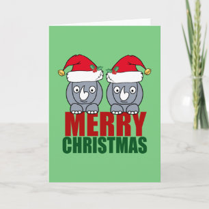 Cartes Pour Fêtes Annuelles Joyeux Noël Rhinocéros Mignon