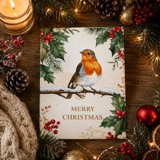 Cartes Pour Fêtes Annuelles Joyeux Noël Robin Meilleurs Vœux de Noël