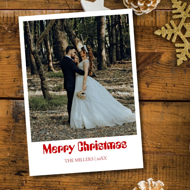 Cartes Pour Fêtes Annuelles Joyeux Noël Romantique Nouvelle Photo Rich Rouge (Créateur téléchargé)