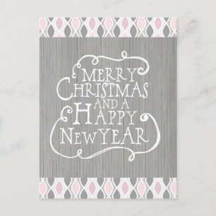 Cartes Pour Fêtes Annuelles Joyeux Noël rose et gris