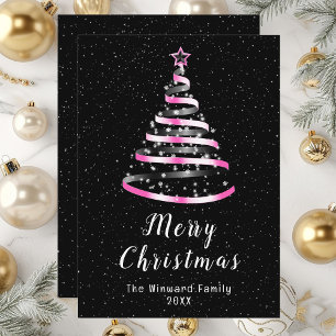 Cartes Pour Fêtes Annuelles Joyeux Noël rose et noir