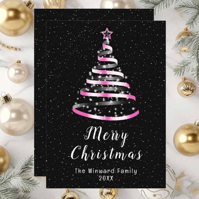 Cartes Pour Fêtes Annuelles Joyeux Noël rose et noir (Créateur téléchargé)