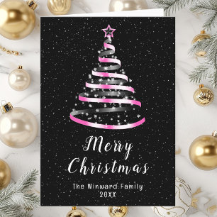 Cartes Pour Fêtes Annuelles Joyeux Noël rose et noir