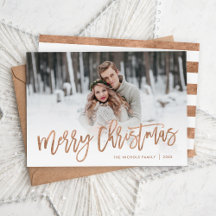 Joyeux Noël Rose Gold Script superposition photo