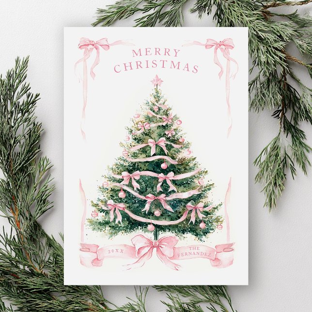 Cartes Pour Fêtes Annuelles Joyeux Noël rose vert (Créateur téléchargé)