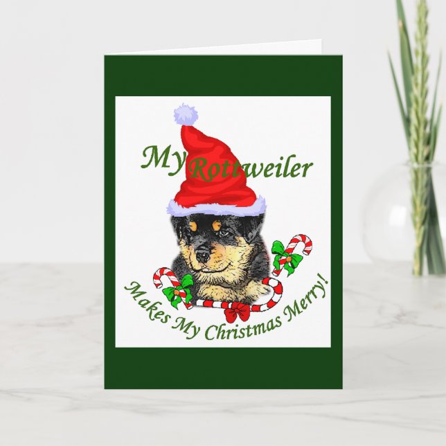Cartes Pour Fêtes Annuelles Joyeux Noël Rottweiler (Devant)