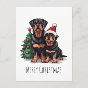 Cartes Pour Fêtes Annuelles Joyeux Noël Rottweiler Chien Arbre de Noël