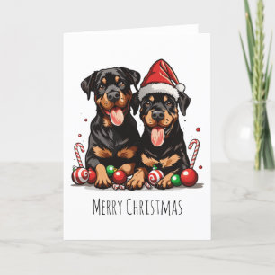 Cartes Pour Fêtes Annuelles Joyeux Noël Rottweiler Chien Père Noël