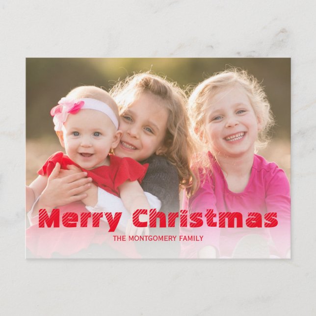 Cartes Pour Fêtes Annuelles Joyeux Noël Rouge Blanc Buffalo Check famille (Devant)