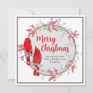 Cartes Pour Fêtes Annuelles Joyeux Noël rouge cardinal oiseau hiver