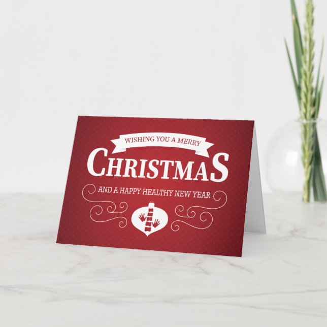 Cartes Pour Fêtes Annuelles Joyeux Noël Rouge Chiropratique Dotée Noël (Devant)