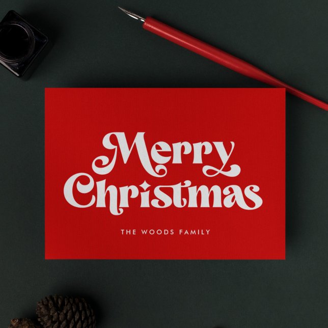Cartes Pour Fêtes Annuelles Joyeux Noël rouge du milieu du siècle rétro (Créateur téléchargé)