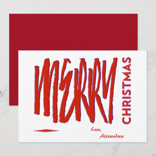 Cartes Pour Fêtes Annuelles Joyeux Noël Rouge Élégant Script moderne personnal