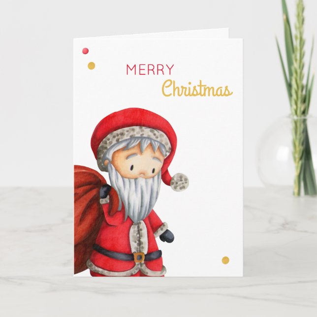 Cartes Pour Fêtes Annuelles Joyeux Noël rouge et blanc Père Noël (Devant)