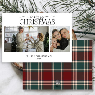 Cartes Pour Fêtes Annuelles Joyeux Noël Rouge et Vert Plaid 2 Photo