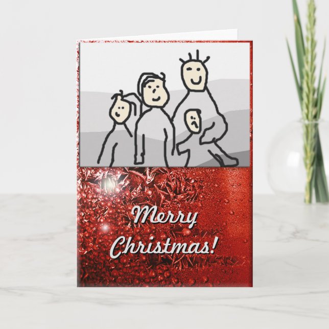 Cartes Pour Fêtes Annuelles Joyeux Noël Rouge Frost avec photo (Devant)