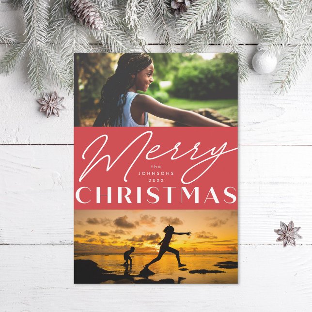 Cartes Pour Fêtes Annuelles Joyeux Noël rouge minimal (Créateur téléchargé)