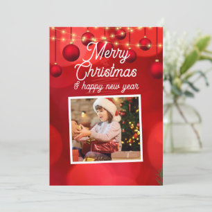 Cartes Pour Fêtes Annuelles Joyeux Noël Rouge personnalisé Bonne année