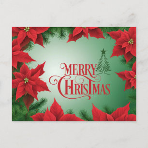 Cartes Pour Fêtes Annuelles Joyeux Noël Rouge Poinsettia Fleurs