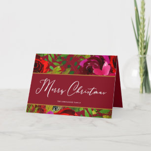 Cartes Pour Fêtes Annuelles Joyeux Noël Rouge Script Floral