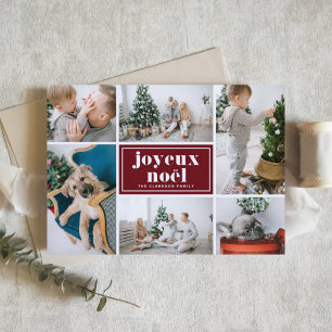 Cartes Pour Fêtes Annuelles Joyeux Noël Rouge Typographie Rétro Photo Montage
