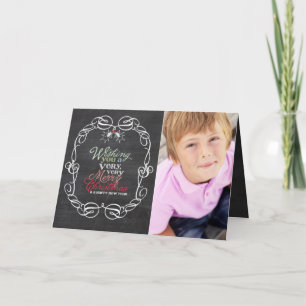 Cartes Pour Fêtes Annuelles Joyeux Noël Rustic Chalkboard Mistletos Photo