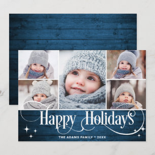 Cartes Pour Fêtes Annuelles Joyeux Noël Rustique 5 PHOTO Salutation Boho