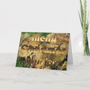 Cartes Pour Fêtes Annuelles Joyeux Noël Rustique Arbre de Bois Trunk Photo