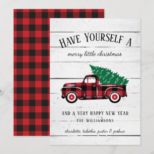 Cartes Pour Fêtes Annuelles Joyeux Noël rustique Arbre Rouge Vintage Nom du ca