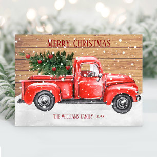 Cartes Pour Fêtes Annuelles Joyeux Noël rustique Arbre Rouge Vintage Nom du ca