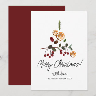 Cartes Pour Fêtes Annuelles Joyeux Noël rustique feuillage minimaliste