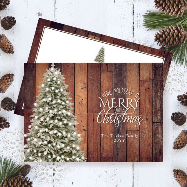 Cartes Pour Fêtes Annuelles Joyeux Noël rustique Petit Arbre de Noël (Créateur téléchargé)