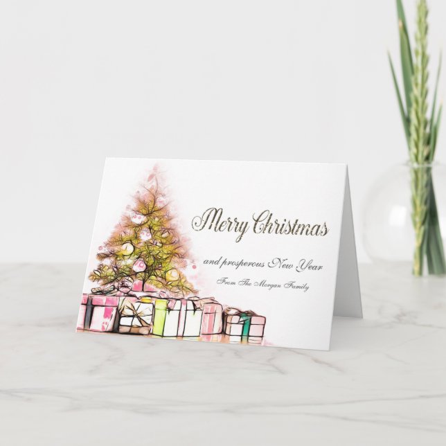 Cartes Pour Fêtes Annuelles Joyeux Noël,Sapin de Noël,Cadeaux (Devant)