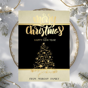 Cartes Pour Fêtes Annuelles Joyeux Noël, Sapin de Noël des Gold Stars