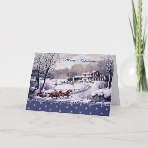 Cartes Pour Fêtes Annuelles Joyeux Noël. Scène hivernale vintage