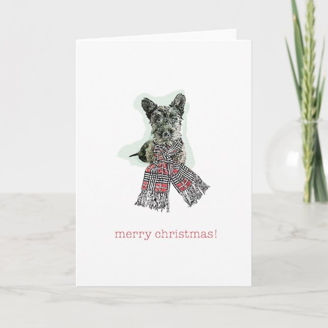 Cartes Pour Fêtes Annuelles Joyeux Noël Scotty Terrier écossais (Devant)