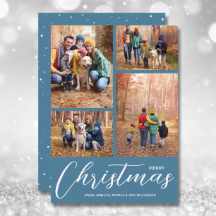 Cartes Pour Fêtes Annuelles Joyeux Noël Script 4 Photo Bleu