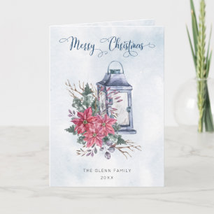 Cartes Pour Fêtes Annuelles Joyeux Noël Script avec aquarelle Poinsettias