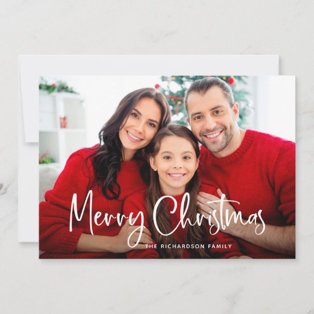 Cartes Pour Fêtes Annuelles Joyeux Noël | Script décontracté Deux photos (Devant)