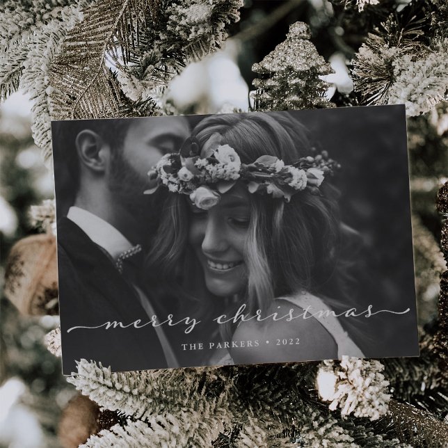 Cartes Pour Fêtes Annuelles Joyeux Noël | Script délicat et deux photos (Créateur téléchargé)