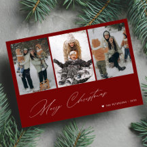 Joyeux Noël script minimal 3 photo rouge