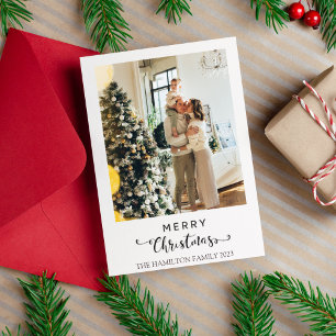 Cartes Pour Fêtes Annuelles Joyeux Noël Script Red Black Plaid Photo