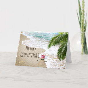 Cartes Pour Fêtes Annuelles Joyeux Noël Seashore avec Sand Man