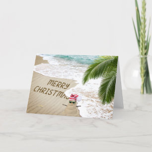 Cartes Pour Fêtes Annuelles Joyeux Noël Seashore avec Sand Man