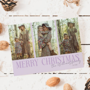 Cartes Pour Fêtes Annuelles Joyeux Noël Signature Multi Photo Violet