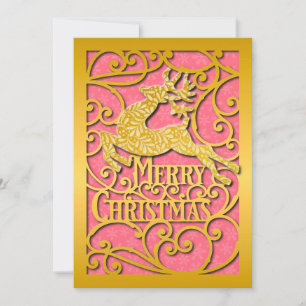 Cartes Pour Fêtes Annuelles Joyeux Noël Silhouettes de Renne Flocon de Neige