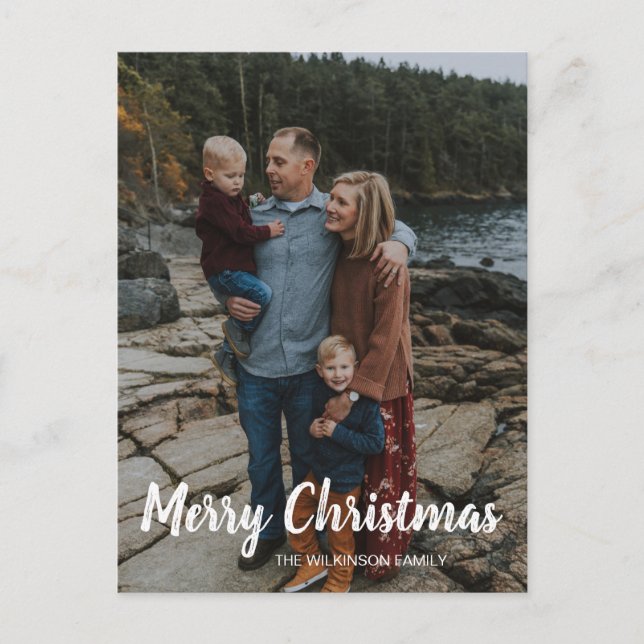 Cartes Pour Fêtes Annuelles Joyeux Noël simple famille classique Photo (Devant)