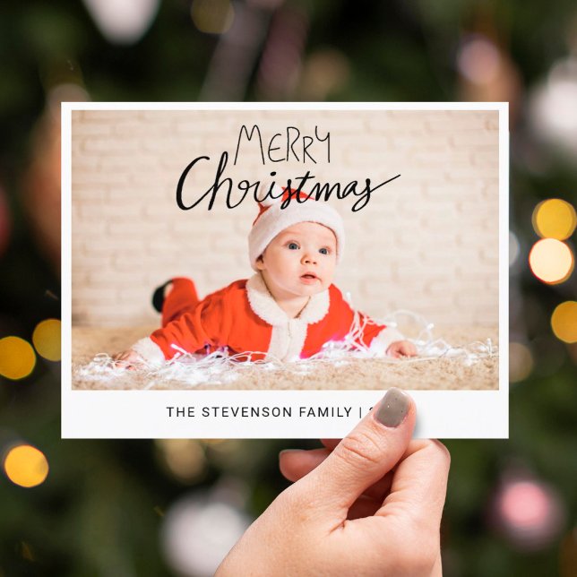 Cartes Pour Fêtes Annuelles Joyeux Noël simple photo moderne (Créateur téléchargé)